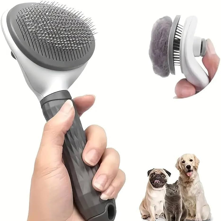 One Click Pet Hair Remover Grooming Brush
