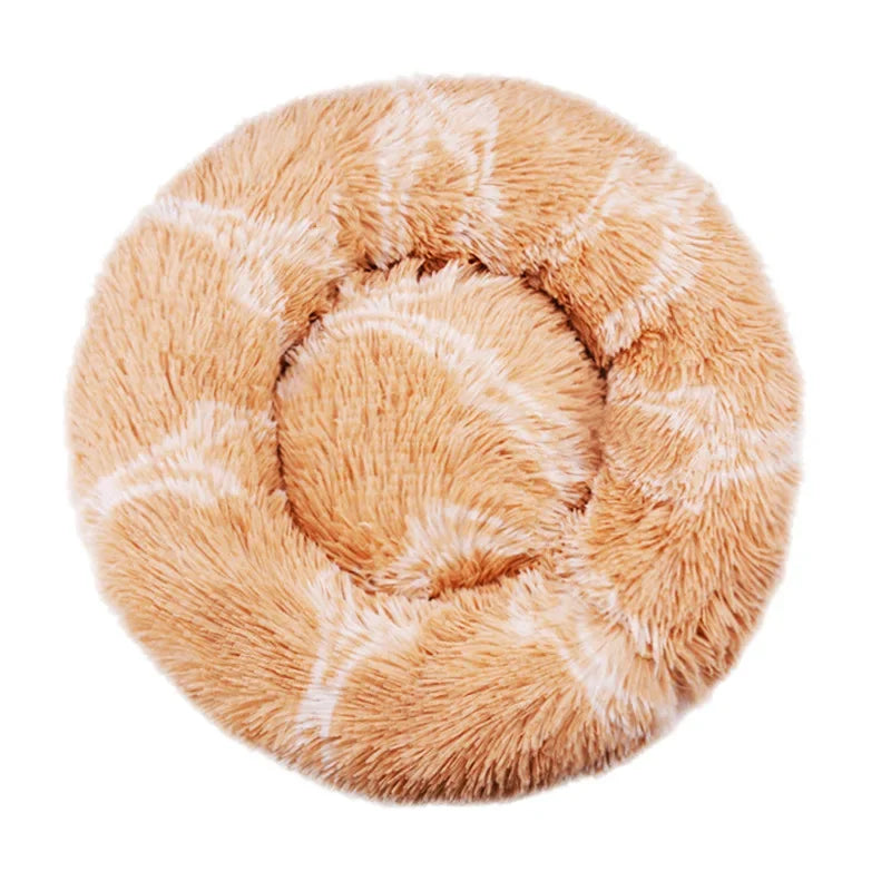 Round Plush Pet Bed (40–90cm, Multiple Sizes)