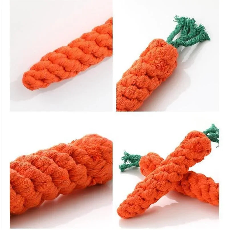 Carrot Shaped Cotton Rope Chew Toy for Dogs and Cats Interactive Pet Knot Toy