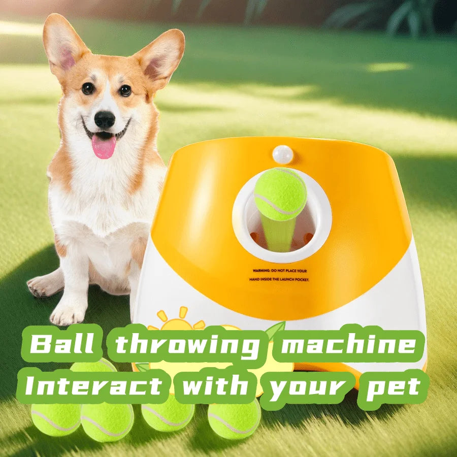 Rechargeable Automatic Tennis Ball Launcher for Dogs Interactive Fetch Throwing Machine