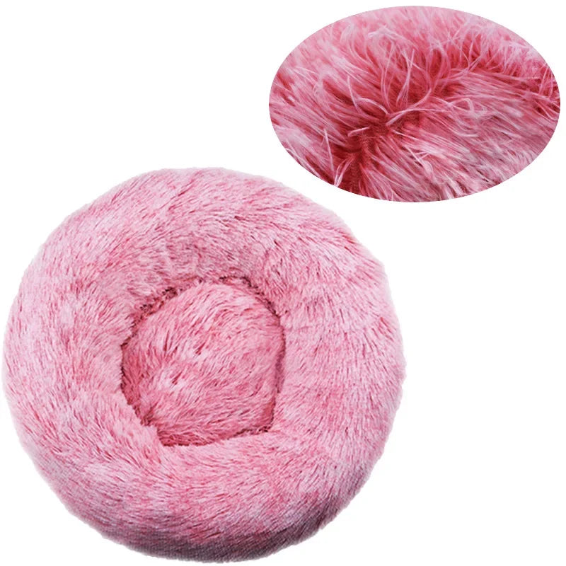 Round Plush Pet Bed (40–90cm, Multiple Sizes)