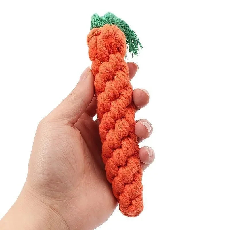 Carrot Shaped Cotton Rope Chew Toy for Dogs and Cats Interactive Pet Knot Toy