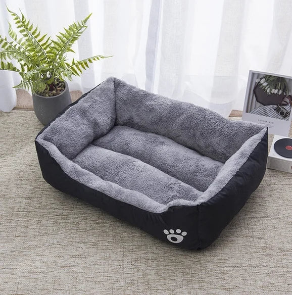 Black Plush Dog Bed with Non-Slip Bottom and Durable Design (Multiple Sizes for Small, Medium & Large Dogs)