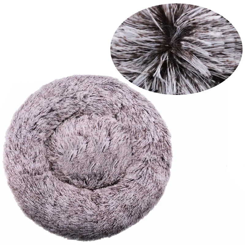 Round Plush Pet Bed (40–90cm, Multiple Sizes)