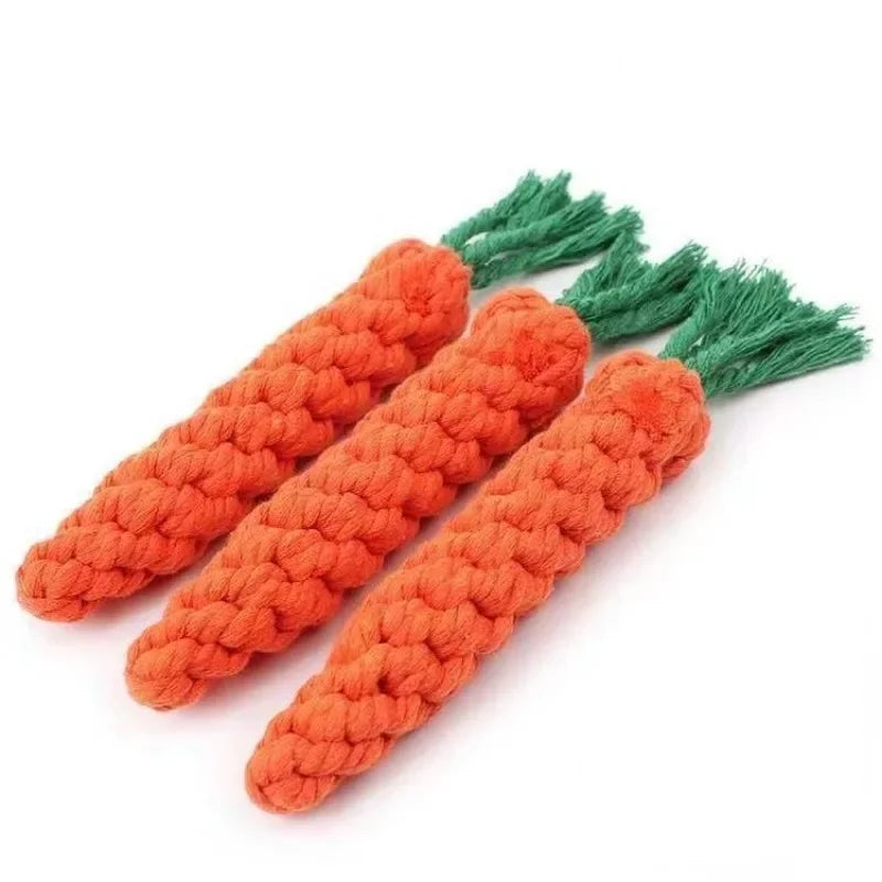 Carrot Shaped Cotton Rope Chew Toy for Dogs and Cats Interactive Pet Knot Toy