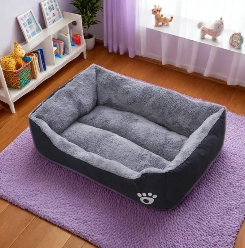 Black Plush Dog Bed with Non-Slip Bottom and Durable Design (Multiple Sizes for Small, Medium & Large Dogs)