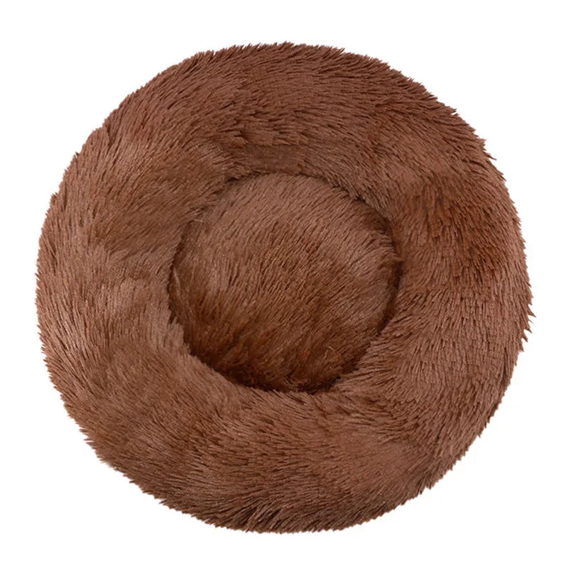 Round Plush Pet Bed (40–90cm, Multiple Sizes)