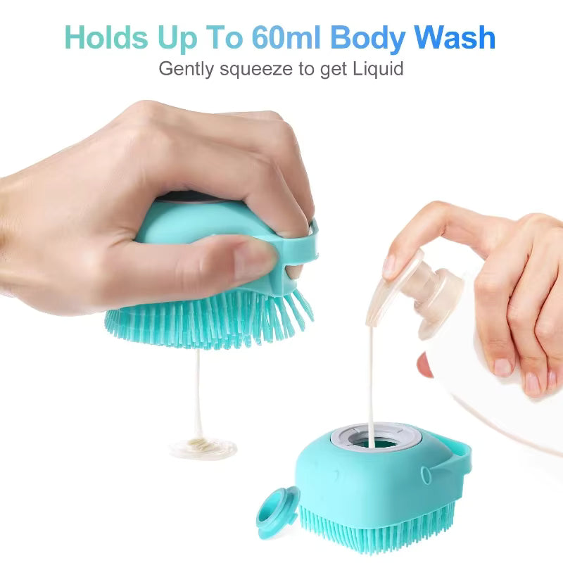 Pet Bath Brush with Shampoo Dispenser