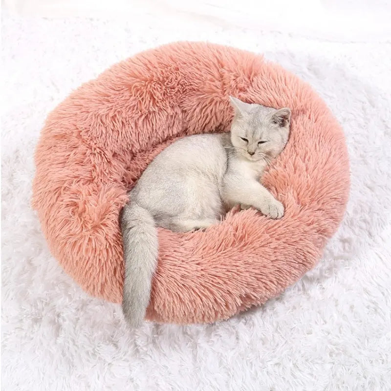 Round Plush Pet Bed (40–90cm, Multiple Sizes)