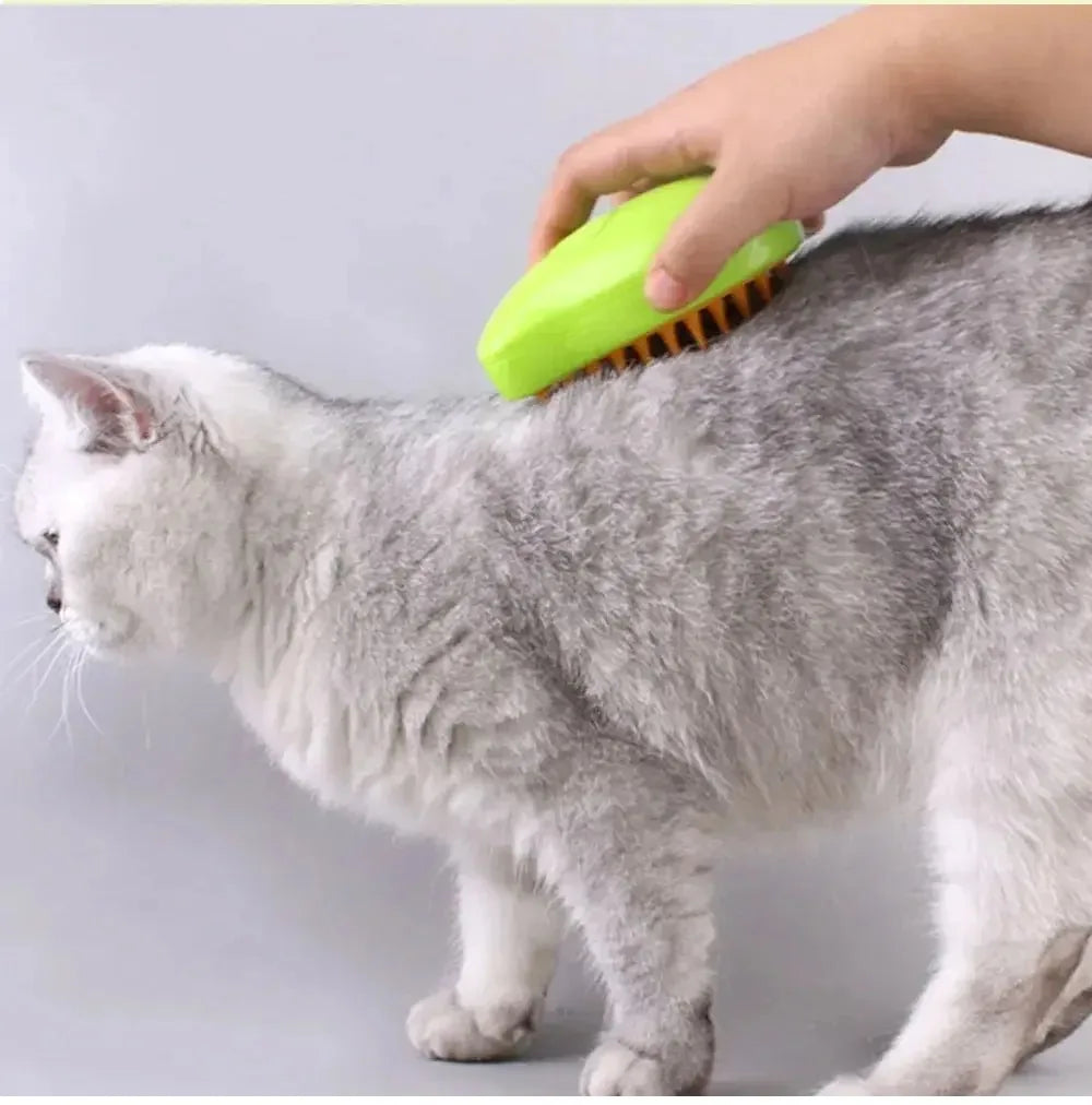 3-in-1 Electric Steam Pet Grooming Brush – Spray, Deshed & Massage Comb
