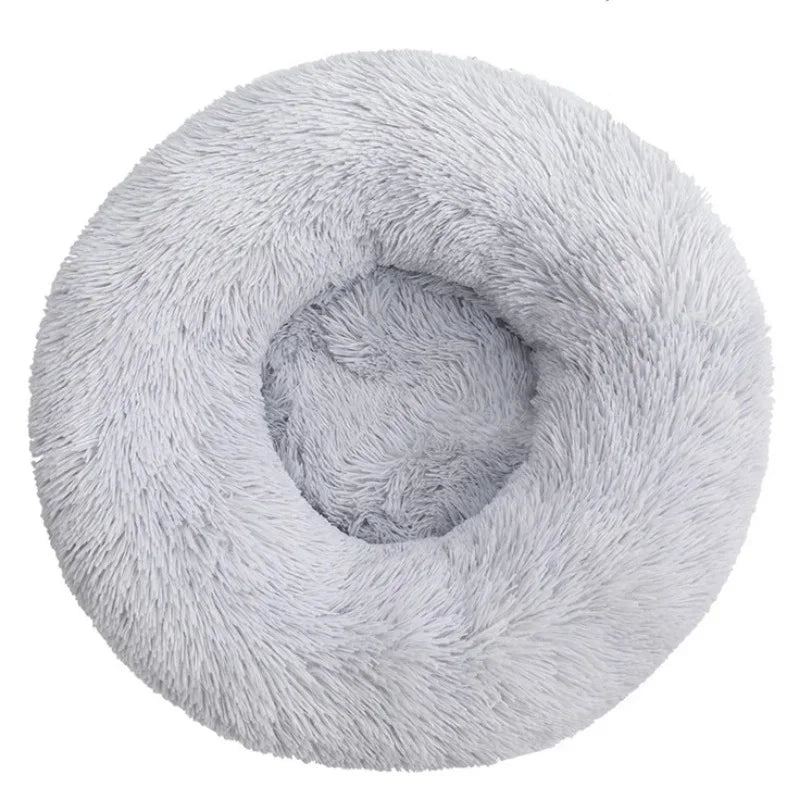 Round Plush Pet Bed (40–90cm, Multiple Sizes)