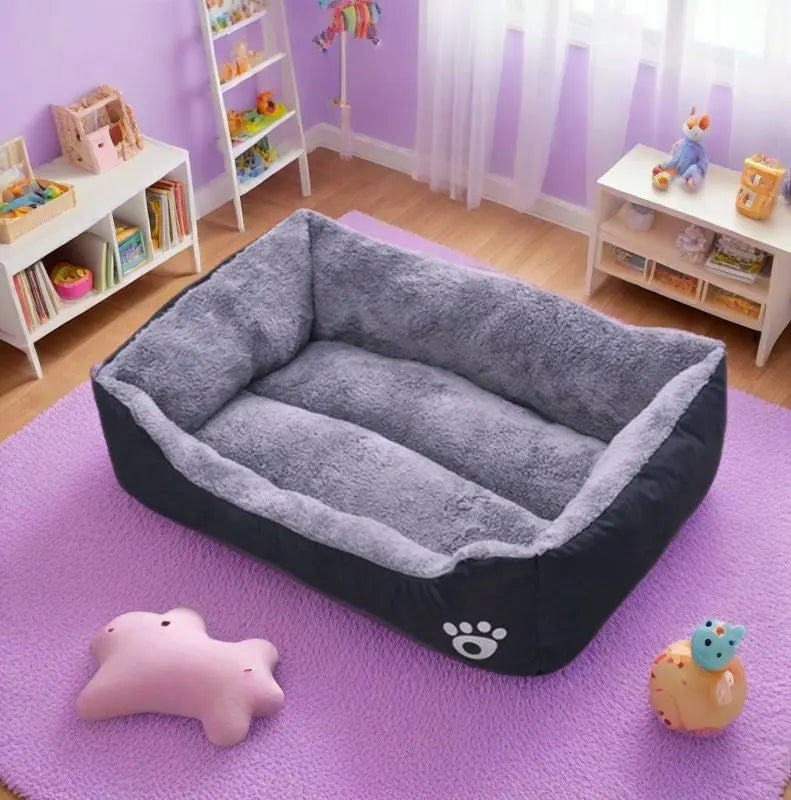 Black Plush Dog Bed with Non-Slip Bottom and Durable Design (Multiple Sizes for Small, Medium & Large Dogs)