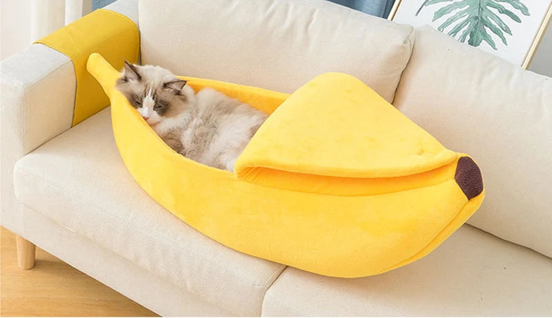 Winter Banana Cat Bed House Funny Cute Cozy Cat Mat Beds Warm Durable Portable Pet Basket Kennel Dog Cushion Cat Supplies winter