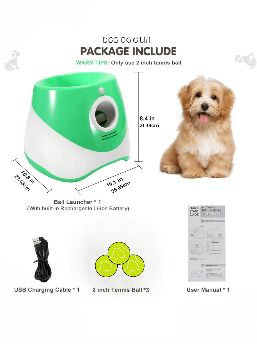 Rechargeable Automatic Tennis Ball Launcher for Dogs Interactive Fetch Throwing Machine
