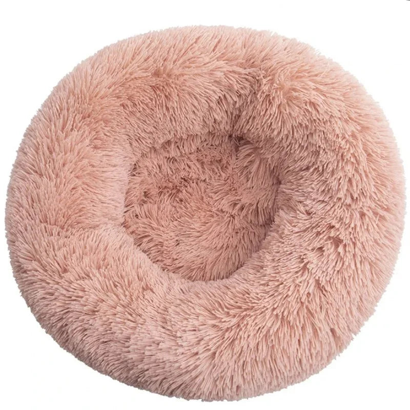 Round Plush Pet Bed (40–90cm, Multiple Sizes)