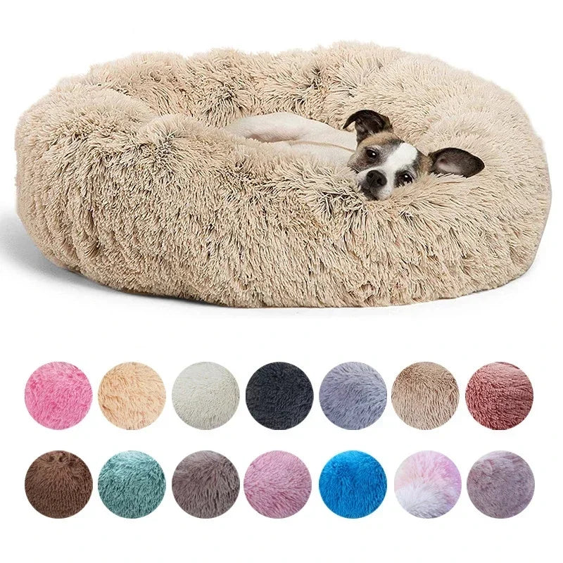 Round Plush Pet Bed (40–90cm, Multiple Sizes)
