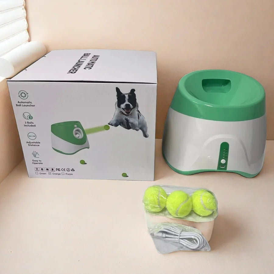 Rechargeable Automatic Tennis Ball Launcher for Dogs Interactive Fetch Throwing Machine