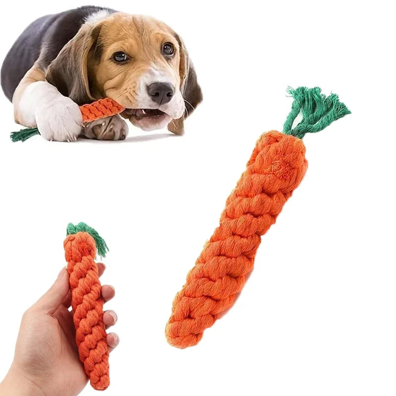 Carrot Shaped Cotton Rope Chew Toy for Dogs and Cats Interactive Pet Knot Toy