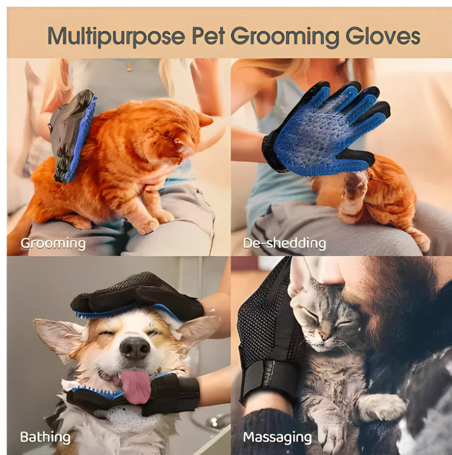 Pet Grooming Glove Brush – Deshedding & Massage Hair Remover