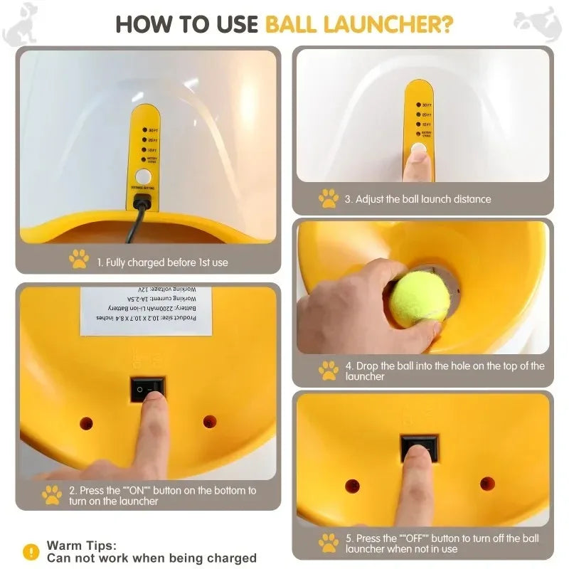 Rechargeable Automatic Tennis Ball Launcher for Dogs Interactive Fetch Throwing Machine