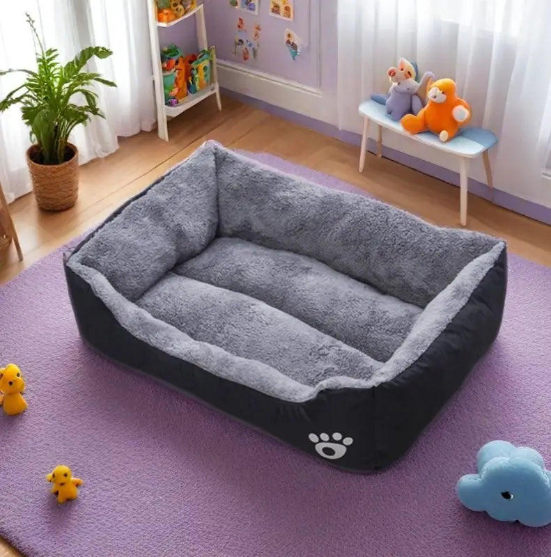 Black Plush Dog Bed with Non-Slip Bottom and Durable Design (Multiple Sizes for Small, Medium & Large Dogs)