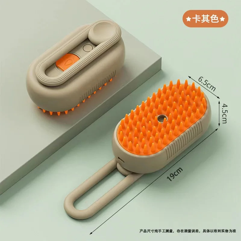 3-in-1 Electric Steam Pet Grooming Brush – Spray, Deshed & Massage Comb
