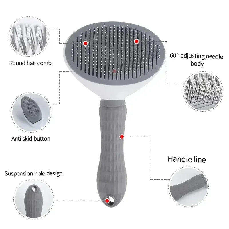 One Click Pet Hair Remover Grooming Brush