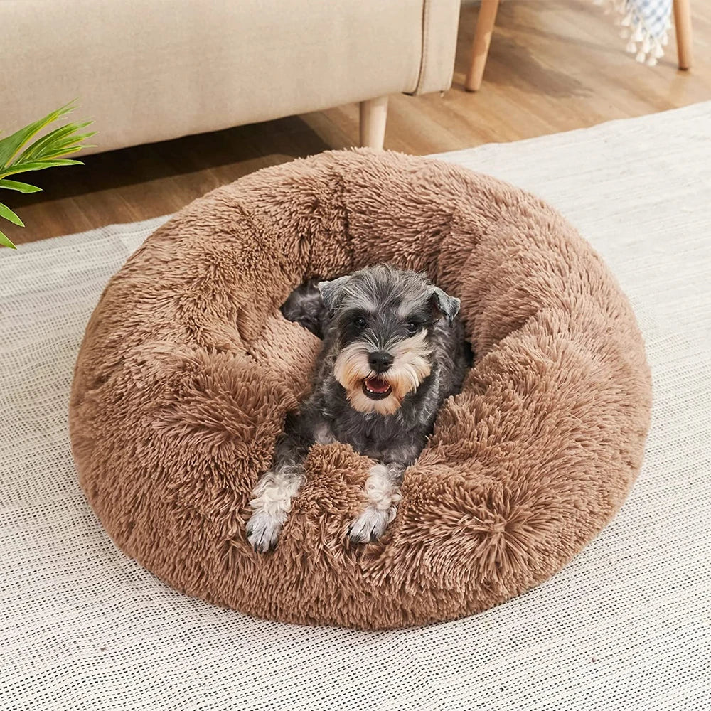 Round Plush Pet Bed (40–90cm, Multiple Sizes)