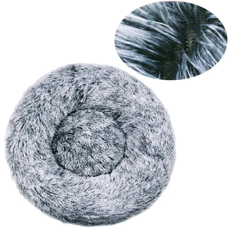 Round Plush Pet Bed (40–90cm, Multiple Sizes)