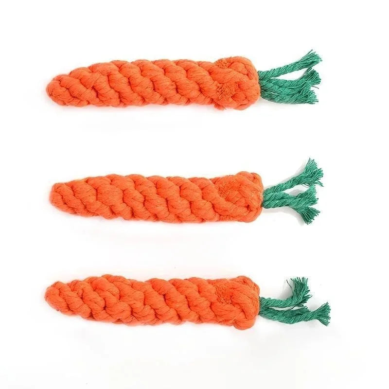 Carrot Shaped Cotton Rope Chew Toy for Dogs and Cats Interactive Pet Knot Toy