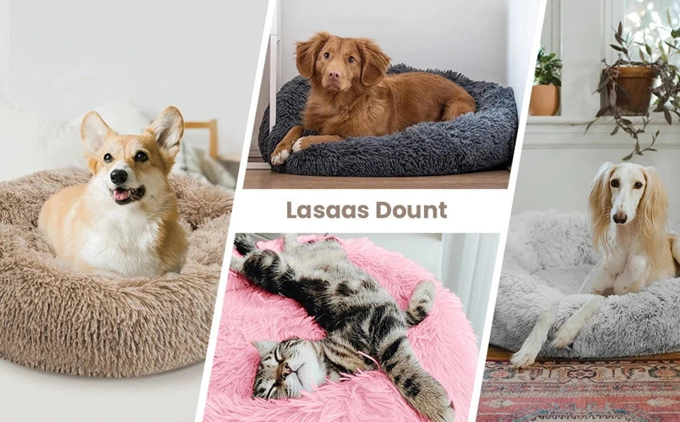 Round Plush Pet Bed (40–90cm, Multiple Sizes)