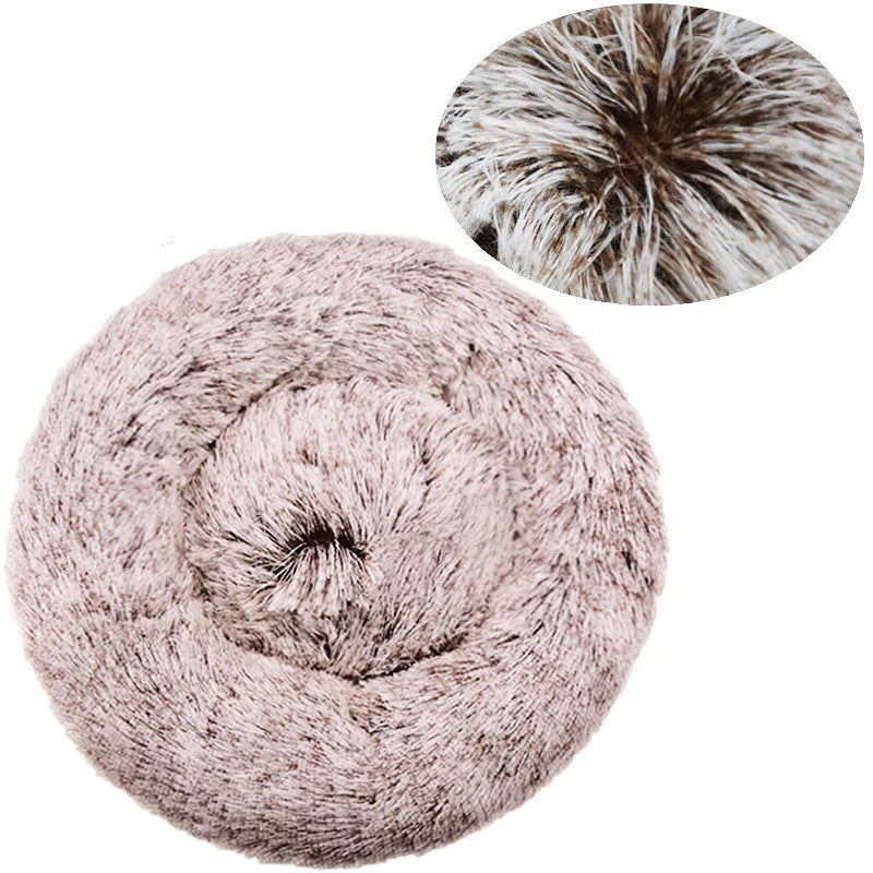 Round Plush Pet Bed (40–90cm, Multiple Sizes)