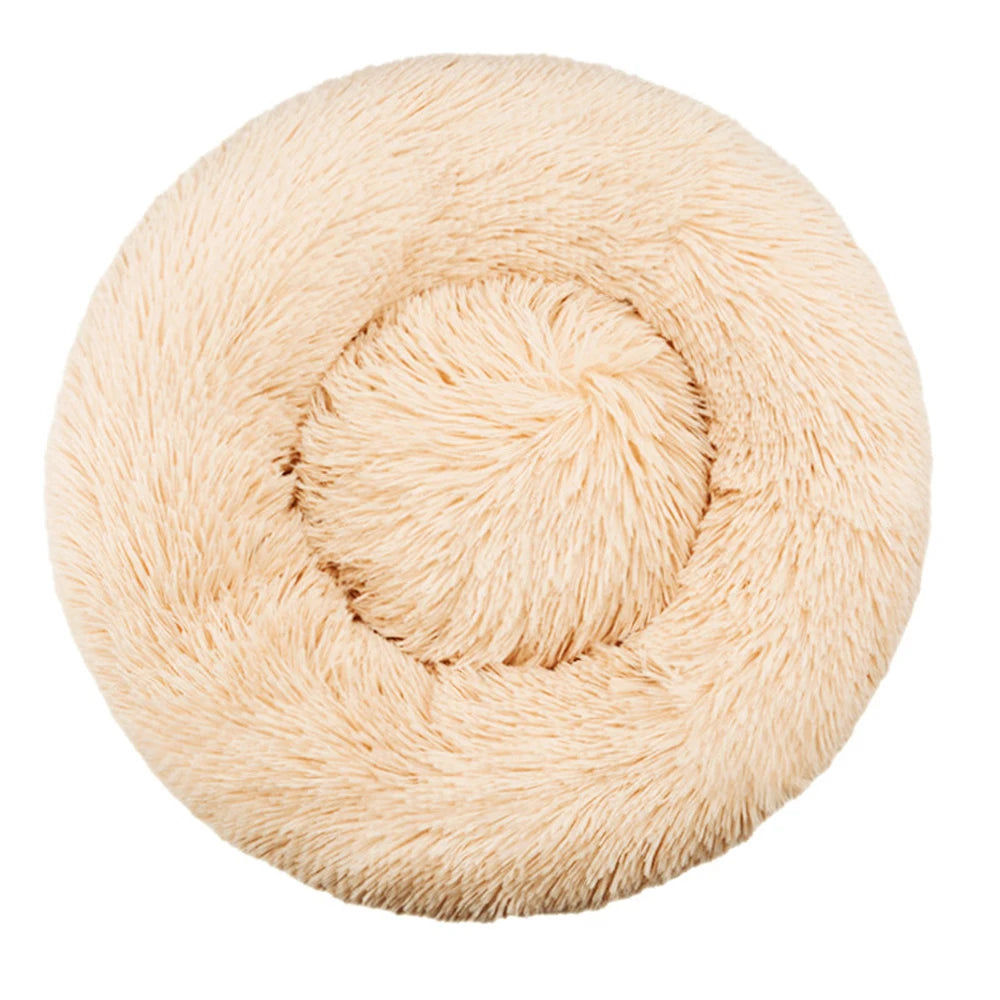 Round Plush Pet Bed (40–90cm, Multiple Sizes)