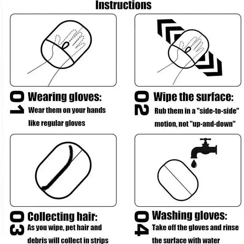 Reusable Pet Hair Removal Gloves – Double-Sided Grooming & Cleaning Tool