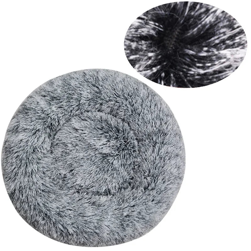 Round Plush Pet Bed (40–90cm, Multiple Sizes)