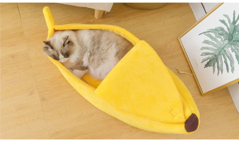 Winter Banana Cat Bed House Funny Cute Cozy Cat Mat Beds Warm Durable Portable Pet Basket Kennel Dog Cushion Cat Supplies winter