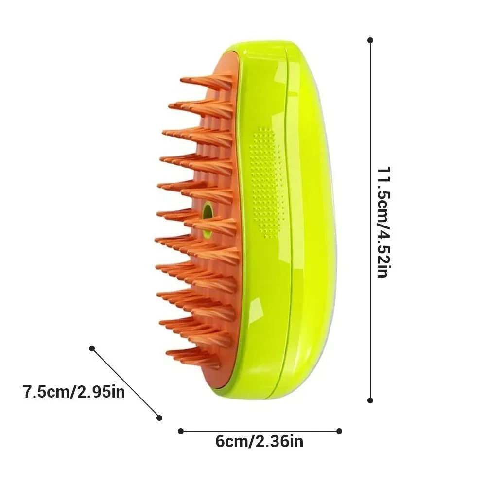 3-in-1 Electric Steam Pet Grooming Brush – Spray, Deshed & Massage Comb