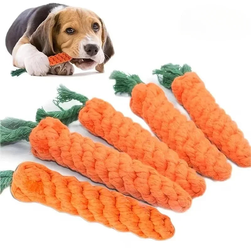 Carrot Shaped Cotton Rope Chew Toy for Dogs and Cats Interactive Pet Knot Toy