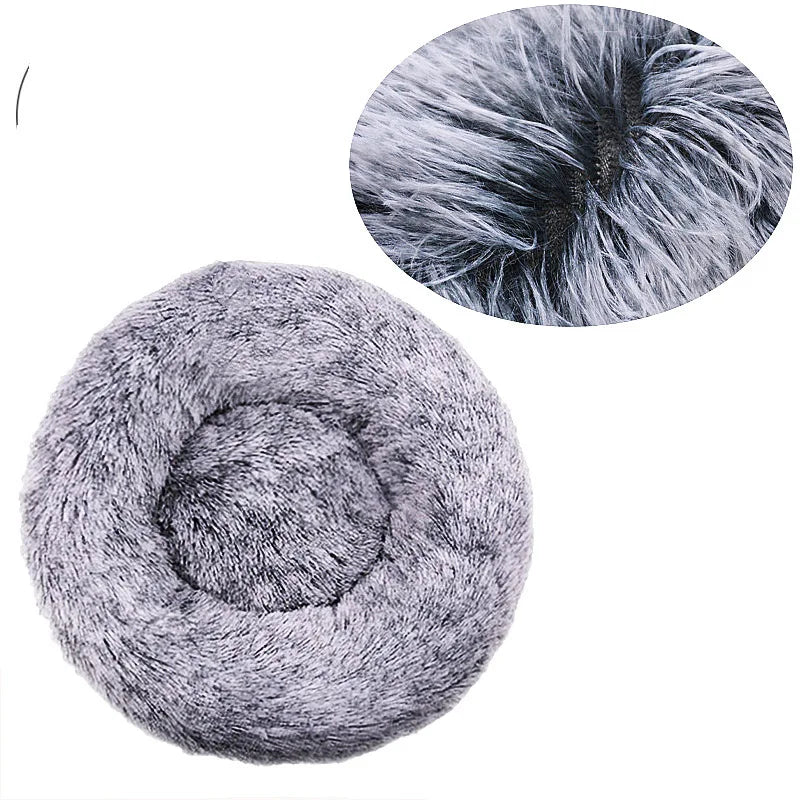 Round Plush Pet Bed (40–90cm, Multiple Sizes)