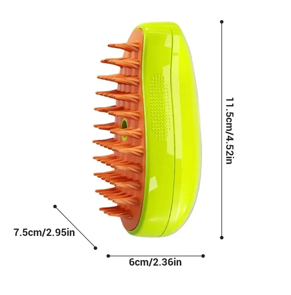 3-in-1 Electric Steam Pet Grooming Brush – Spray, Deshed & Massage Comb