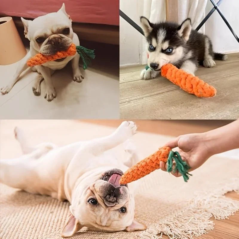 Carrot Shaped Cotton Rope Chew Toy for Dogs and Cats Interactive Pet Knot Toy