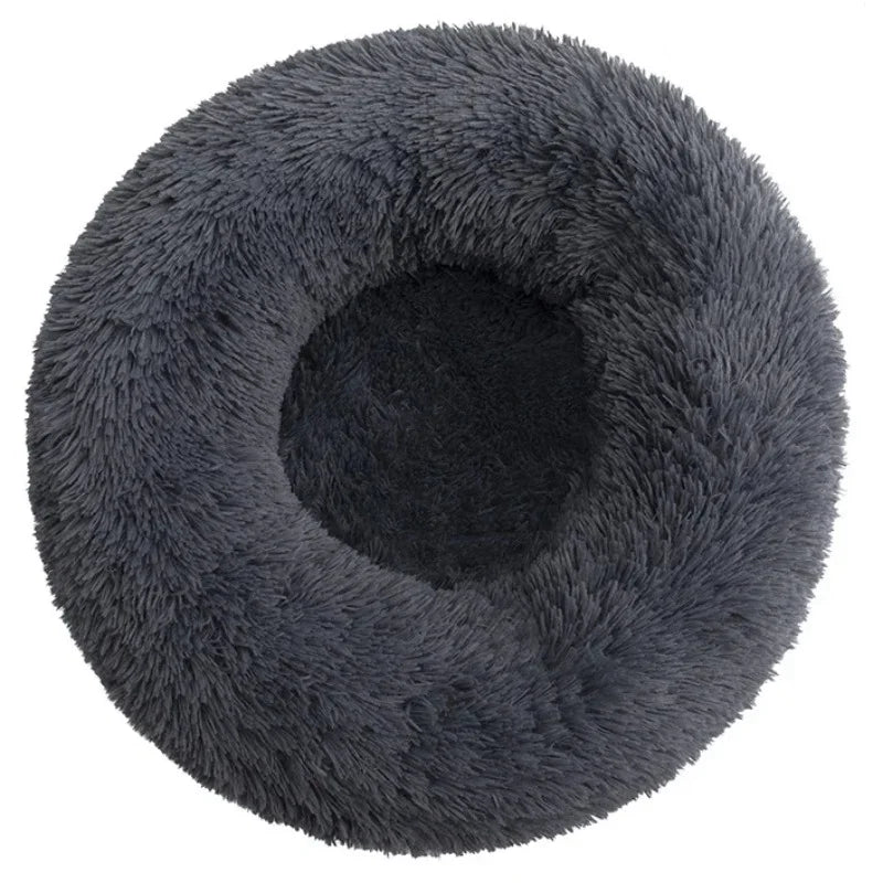 Round Plush Pet Bed (40–90cm, Multiple Sizes)