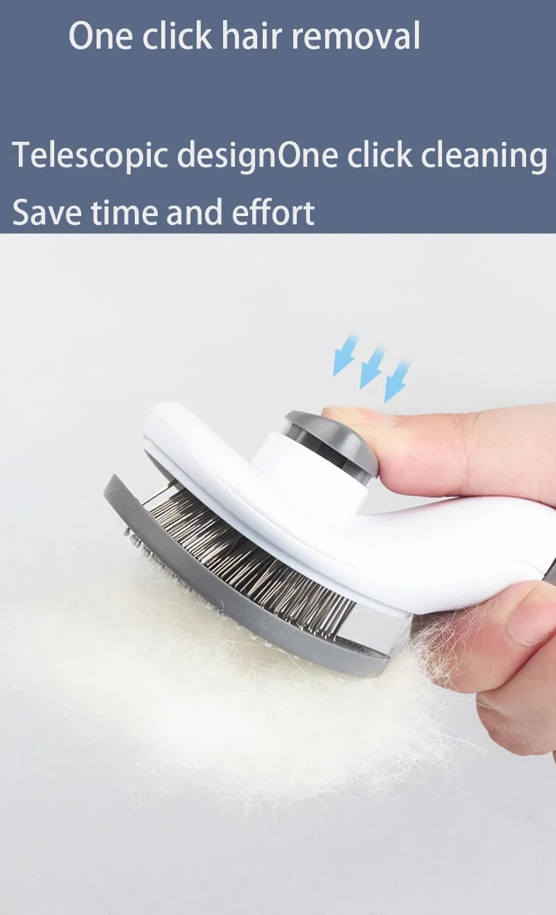 One Click Pet Hair Remover Grooming Brush