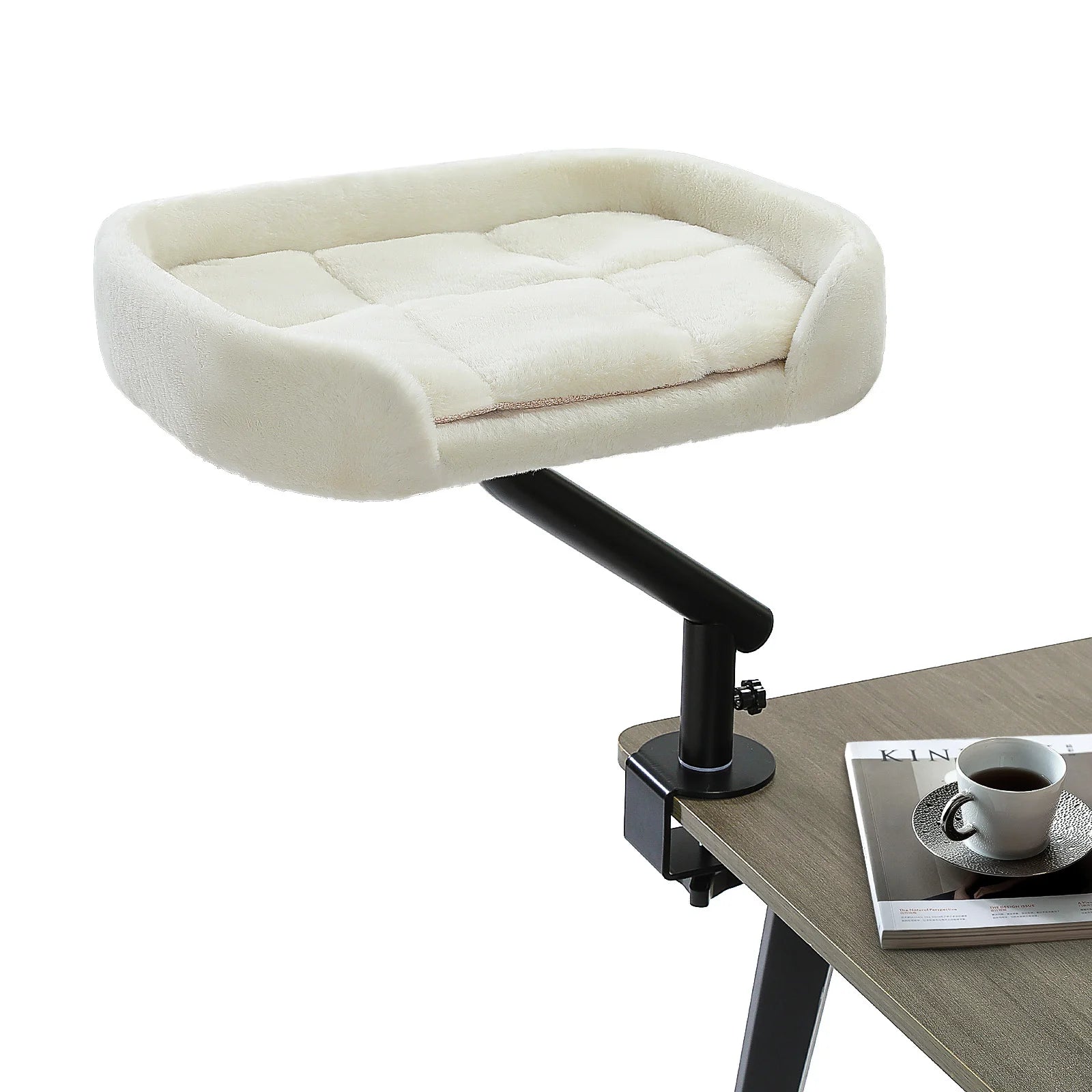 Cat Desk Bed, 360° Rotatable Cat Bed Stand for Indoor Cats, Adjustable Cat Basket, Cats Hammock for Table, Soft Cat Bed for Desk