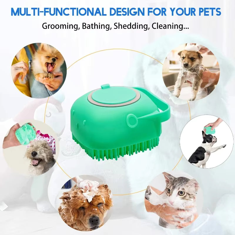 Pet Bath Brush with Shampoo Dispenser