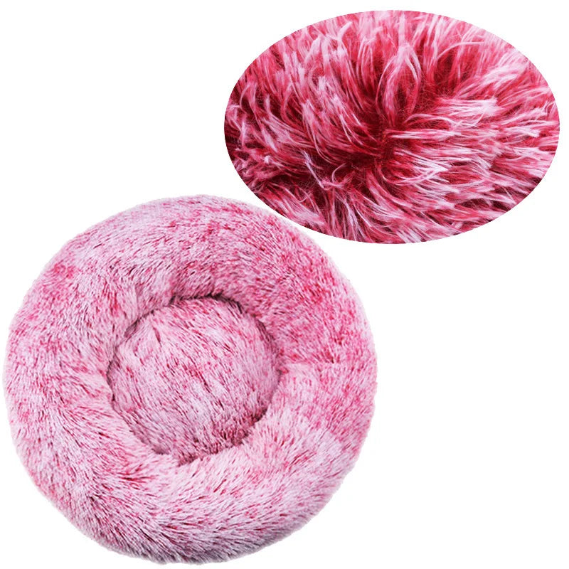 Round Plush Pet Bed (40–90cm, Multiple Sizes)