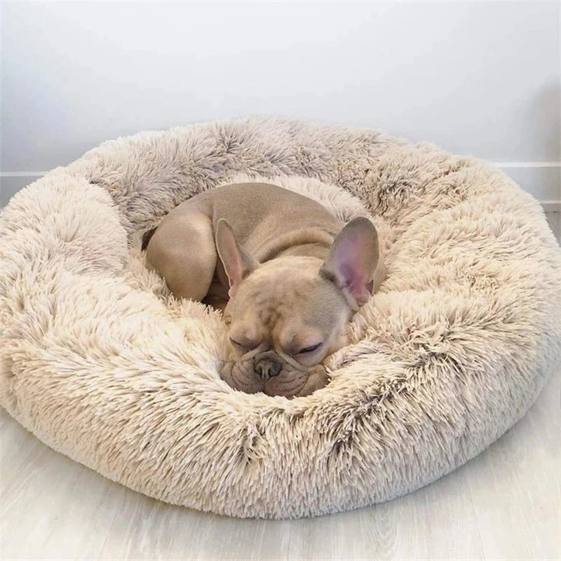 Round Plush Pet Bed (40–90cm, Multiple Sizes)