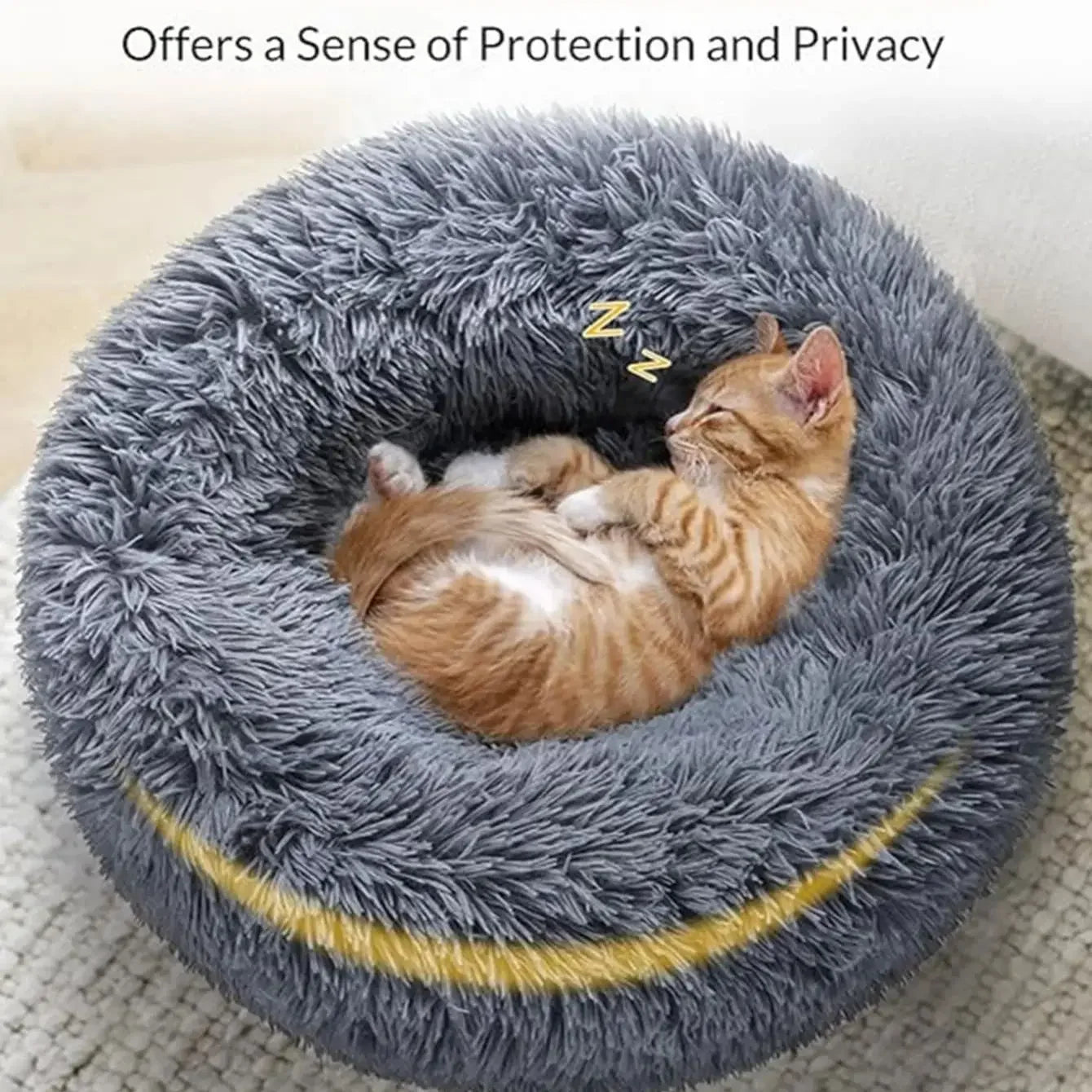Round Plush Pet Bed (40–90cm, Multiple Sizes)