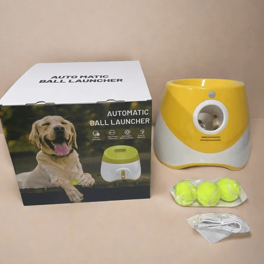 Rechargeable Automatic Tennis Ball Launcher for Dogs Interactive Fetch Throwing Machine